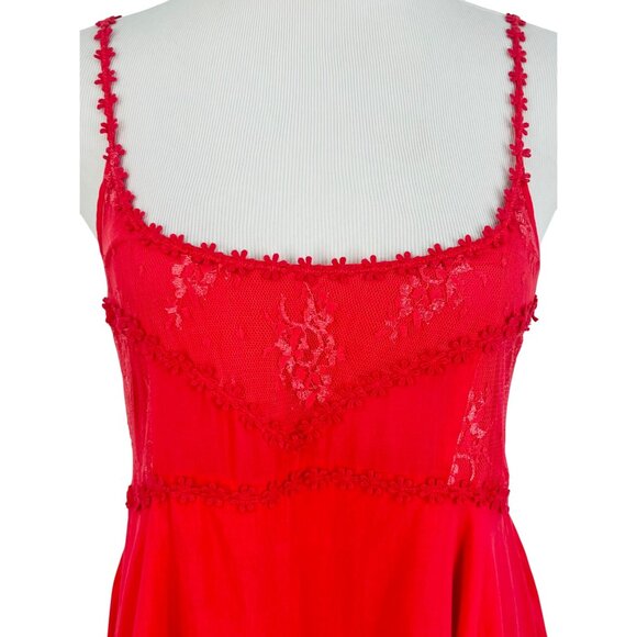 VERY RARE Free People Rose Layered Lace Trim Mini Slip Dress | Boho Balletcore S - Picture 3 of 16
